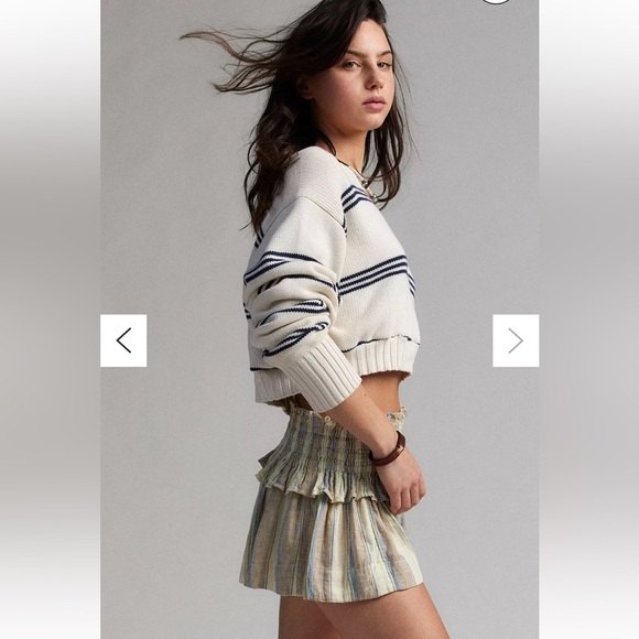 URBAN OUTFITTERS KIMCHI BLUE HIGH RISE LINEN ARIA MICRO SHORT SKORT LARGE NEW - Picture 8 of 14